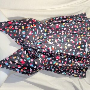 Tankini Top 26 4X Black Multi Colored Swim Tie Twist Front Swimsuit BloomChic